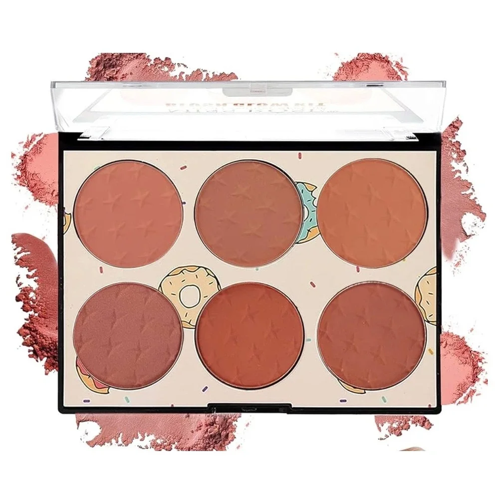 Miss Rose 6 Color Blush Glow Kit N1 Warm Peach Terracotta Cheek Palette New